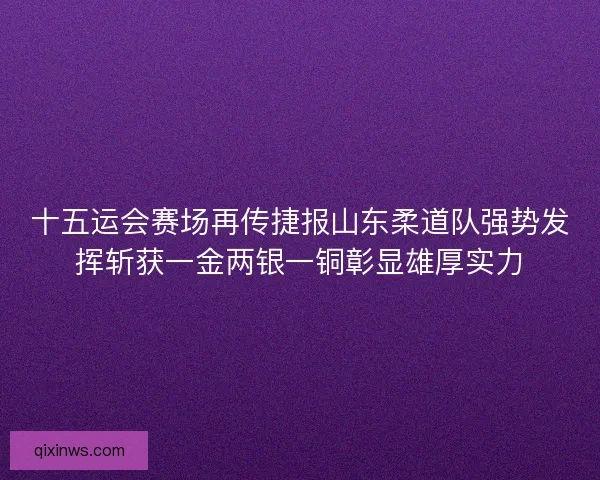 十五运会赛场再传捷报山东柔道队强势发挥斩获一金两银一铜彰显雄厚实力